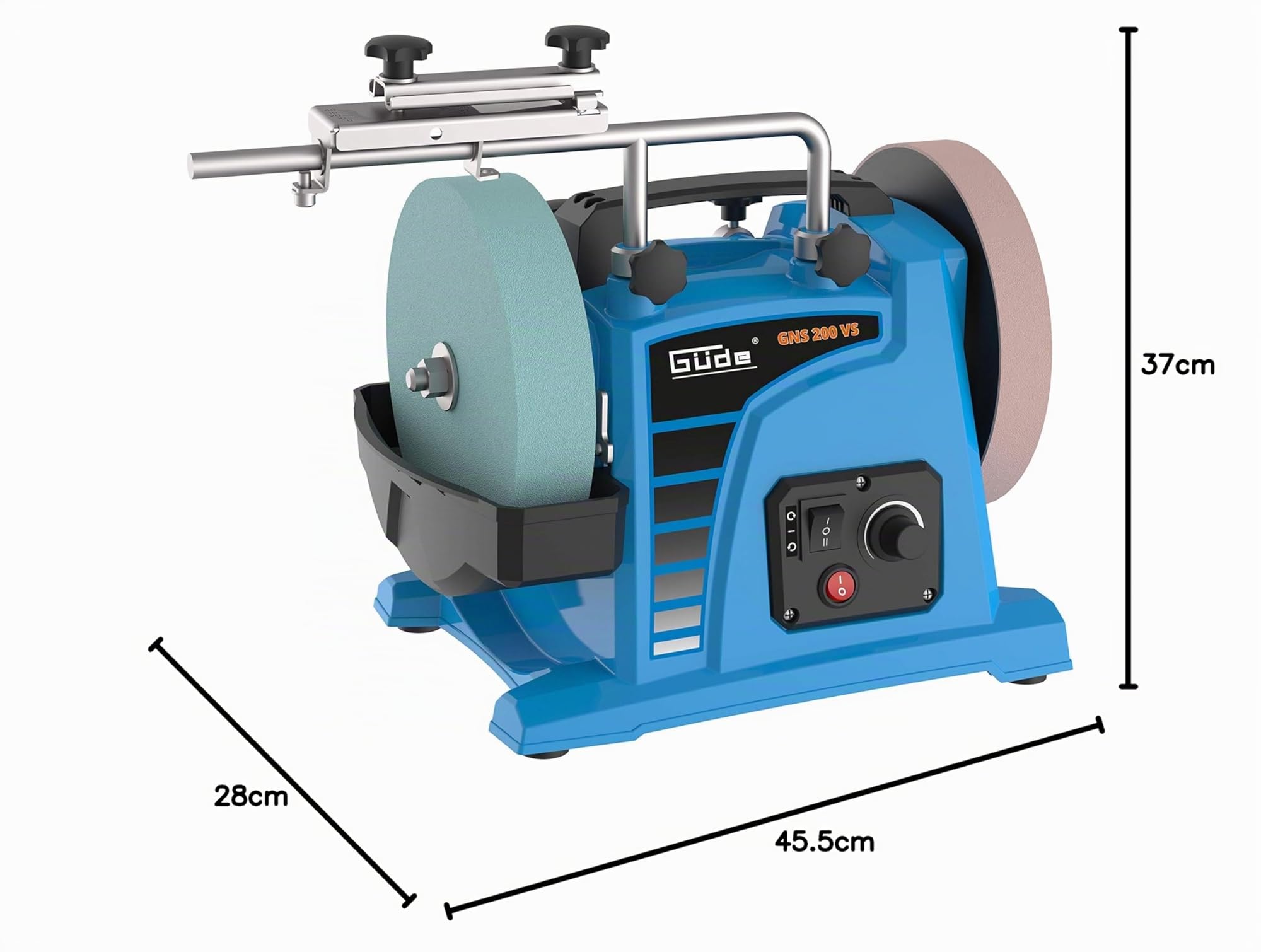 Güde 55247 GNS 200 VS Smerigliatrice a umido (230 V, 120 W, 200 mm, disco abrasivo a secco e a umido), blu, 45,5 x 28 x 37 cm