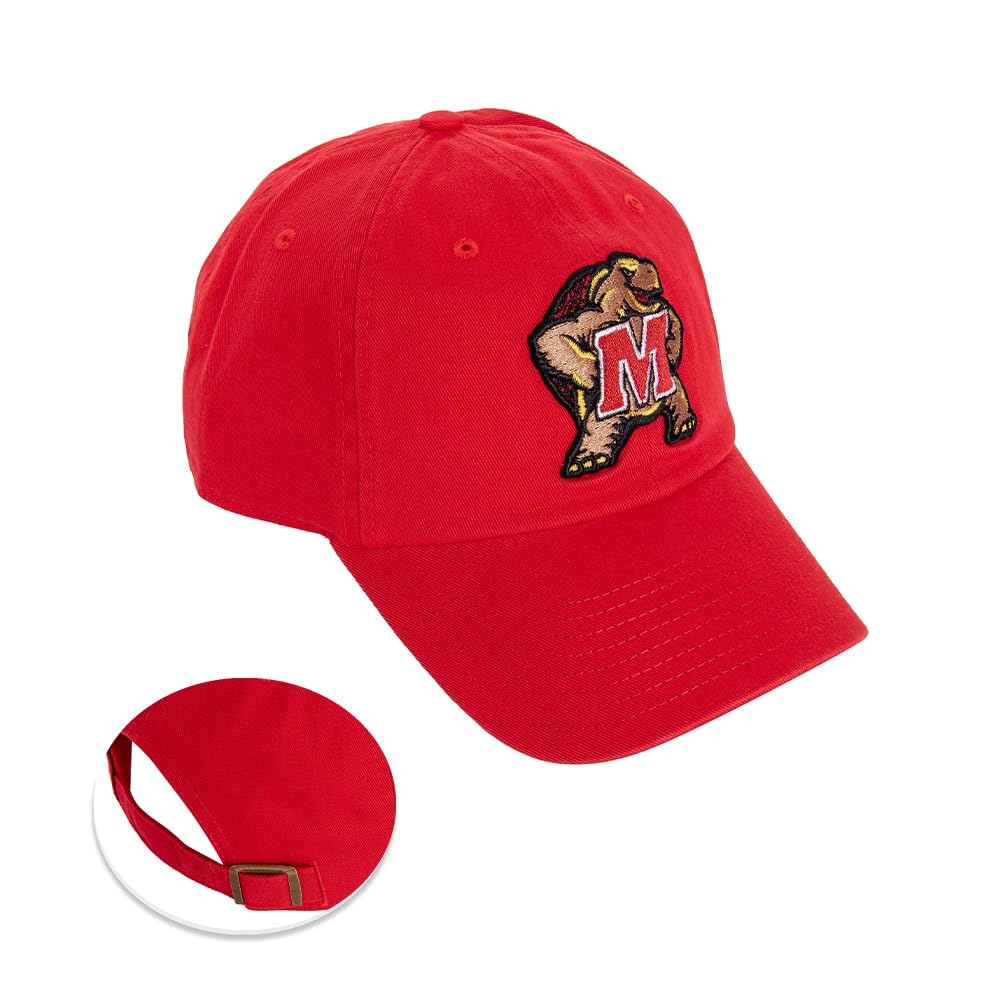 Desert Cactus University of Maryland Baseball Hat Terrapins UMD Terps Brimmed Embroirderd Hats Cap Adjustable Cloth Strap Adult (Style D1) Red(6 pieces)