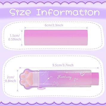 Benvo 4Pcs Sliding Retractable Pencil Erasers with Cat Paw Plastic Sleeve Cute Jelly Erasers for School Office Clean Erase Rubber(Gradient Color)
