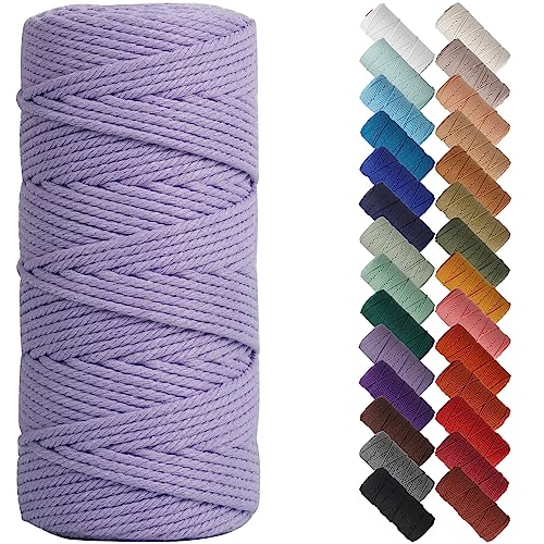 NOANTA Light Purple Macrame Cord 3mm x 109yards, Colored Macrame Rope, Cotton Rope Macrame Yarn, Colorful Cotton Craft Cord for Wall Hanging, Plant Hangers, Crafts, Knitting