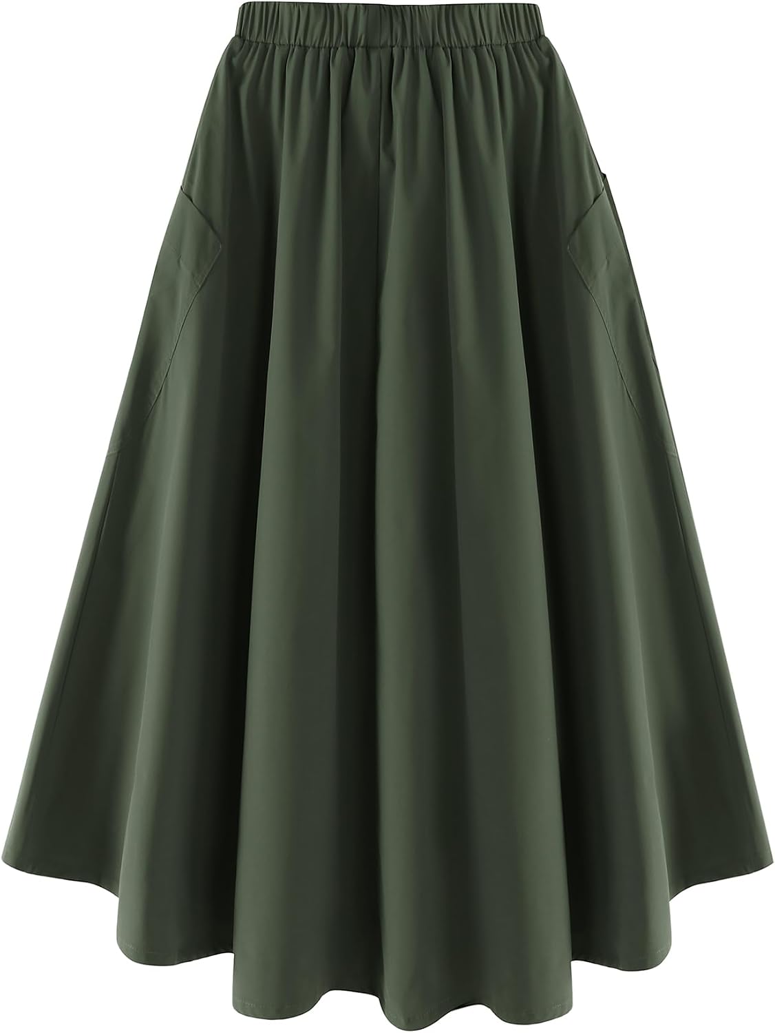 Girls Maxi Skirt Elastic High Waist Flowy A-Line Pleated Long Skirt with Fixed Tie and Pocket