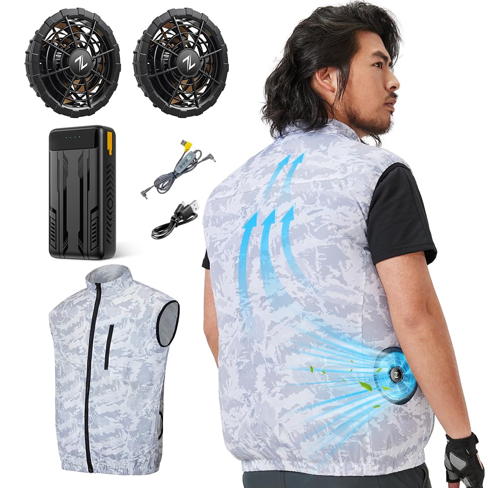 超長時間稼働ファン付きベスト 空調ベスト ファンバッテリーセット26時間連続送風 Amazon.co.jp: [空調冷風服] 【2025新登場 超高出力 長時間稼働
