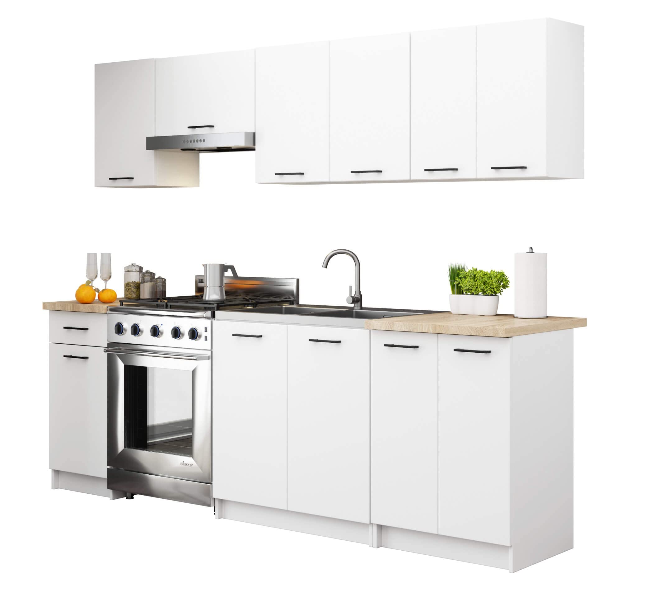 AKORD | Mueble de Cocina con encimera - Oliwia S60 | Mueble Base con 2 Puertas y 2 estantes | Mueble de Entrada | Aparador | Isla | Armario | 46 x 60 x 85 cm | Blanco