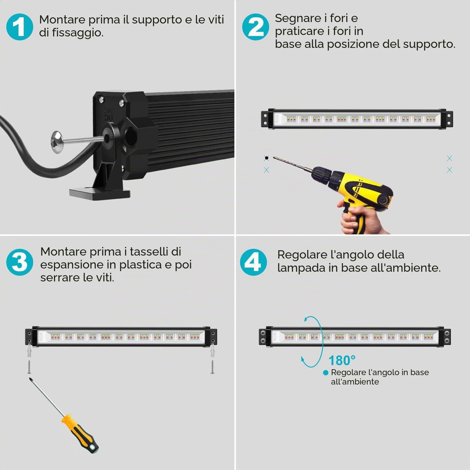 Linke Faretti LED RGB 42W con telecomando - Intensità variabile - Multicolore - IP66 - Impermeabile - Con funzione di memoria - Per esterno e interno - Per feste, giardino