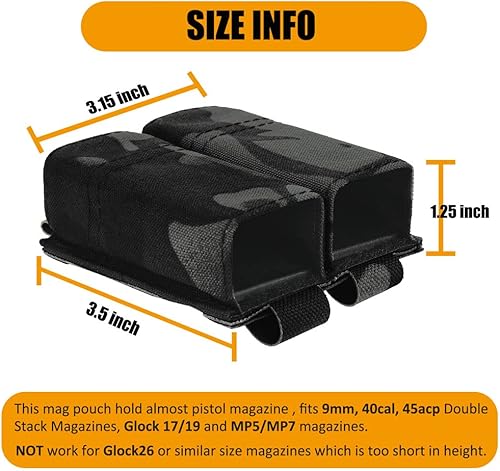 Miniatura 7 de KRYDEX Funda para cargador de pistola simpledoble, funda de nailon para cargador de 9mm con inserto de funda de cargador de liberación rápida