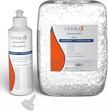 5L Ultrasound Gel with 250ml Refill Bottle | 5 Litre Clear Transmission Gel | Non Staining, UKCA CE Certified