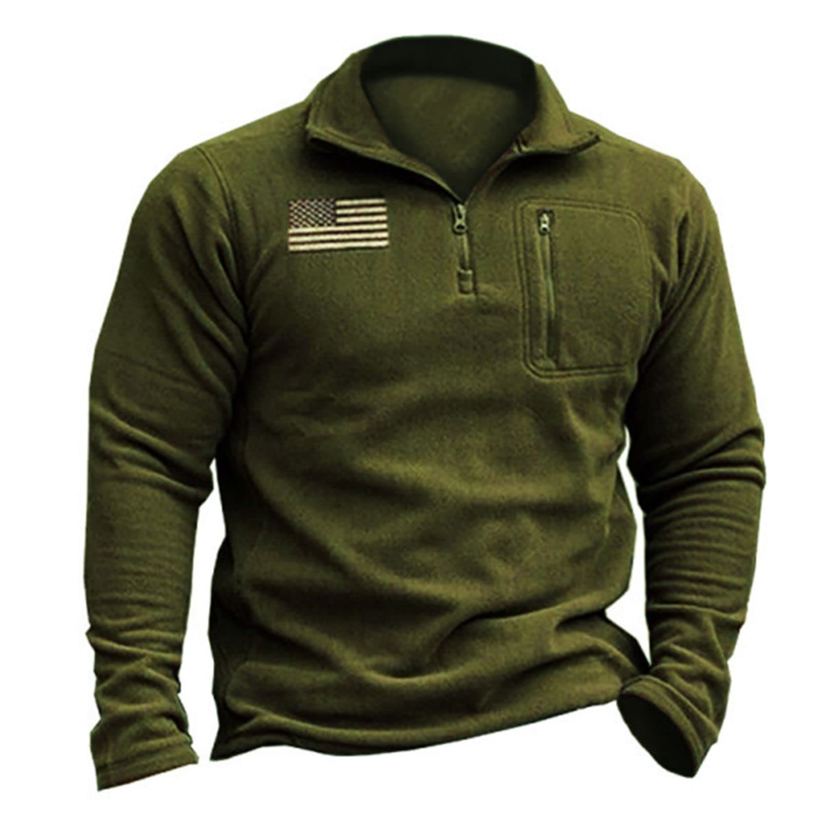BeotyshowMens Tactical Fleece Jacket Polar Soft Warm Quarter Zip Pullover
