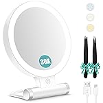 B Beauty Planet Magnifying Mirror with Light 30X, Double-Sided 1X/ 30X Magnifying Makeup Mirror with Tweezer, 2000mAh 3 Colour Modes with Adjustable Brightness,Foldable Travel Mirror(9 L x 7 W)
