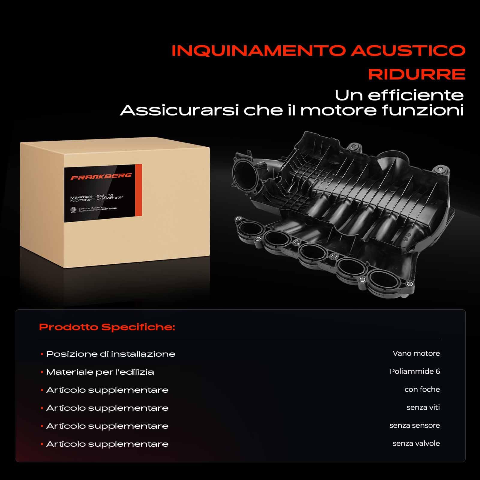 Frankberg Collettore di aspirazione con guarnizione 30646518 | Compatibile con: C30 533, V50 545, S40 II 544, C70 II Cabriolet 542