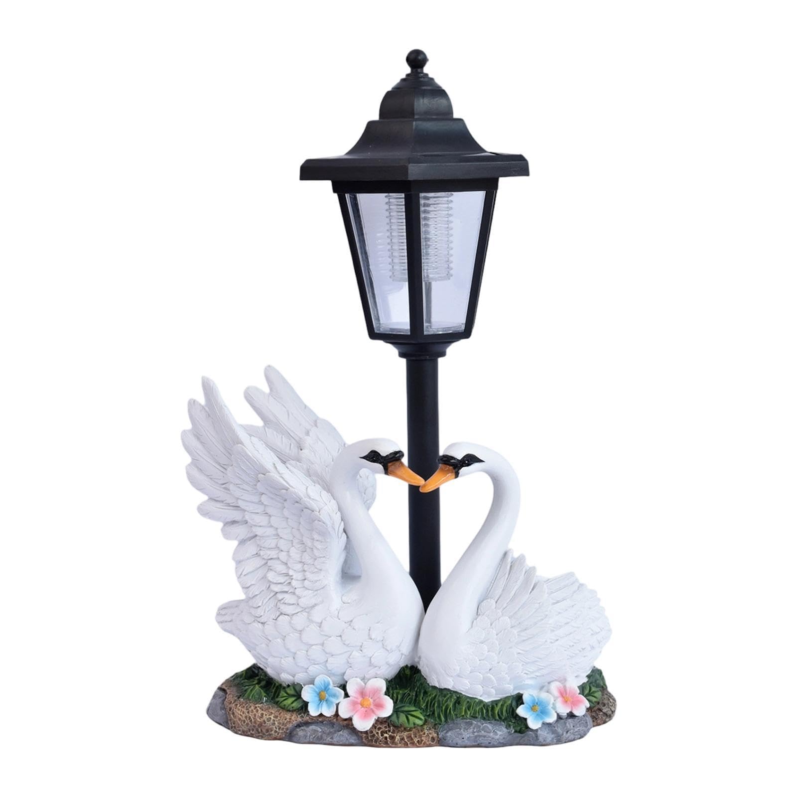 Estatua de Cisne para jardín con luz Solar para Exteriores, decoración Elegante, Regalo, lámpara de Paisaje, Adorno para Patio Exterior