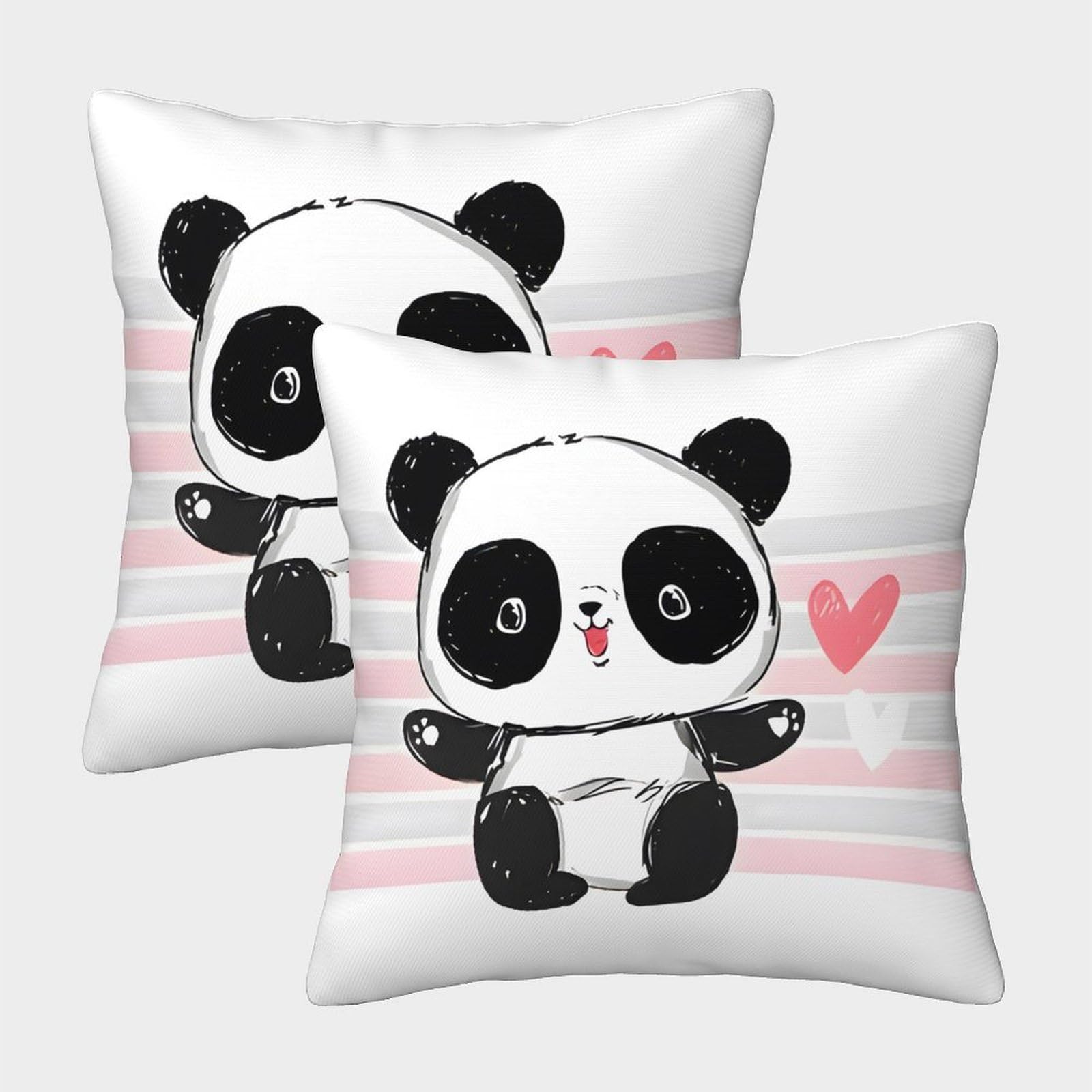 QFVANSIYO Playful 3D Printed Panda Pillowcase Microfiber Bedroom Decor Cute Panda Pillow Cover for All Ages Bedding 40x40cm