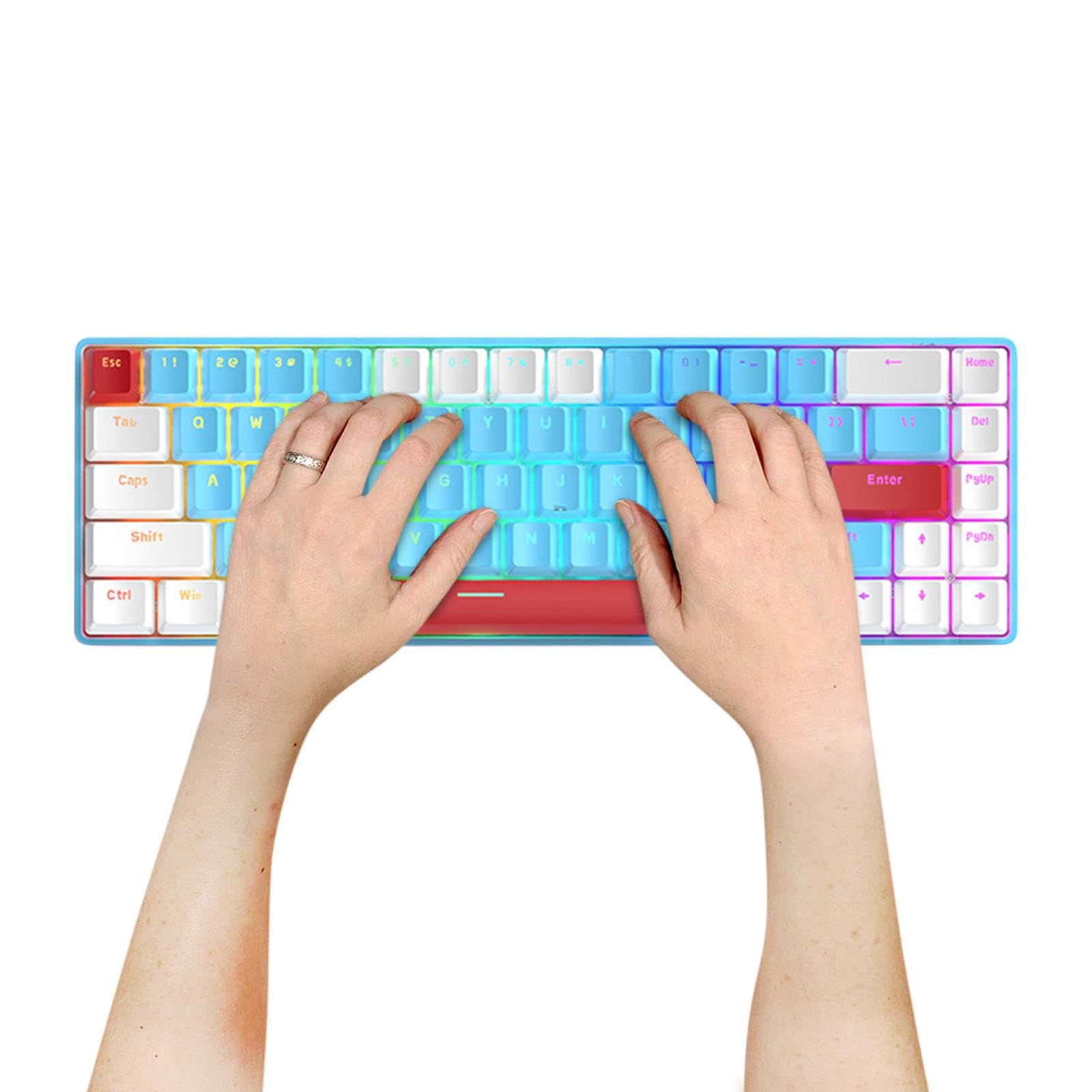 Teclado mecánico 60%, Teclado con Cable retroiluminado RGB, Compacto de 68 | teclas para laptop, escritorio, PC, teclas programables para escribir, oficina, estudio, 12.28 x 4.06 x 1.54 pulgadas