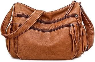 Washed Leather Women's Retro Shoulder Bag - All-Match Large Diagonal Bag - Soft Leather - Light Brown