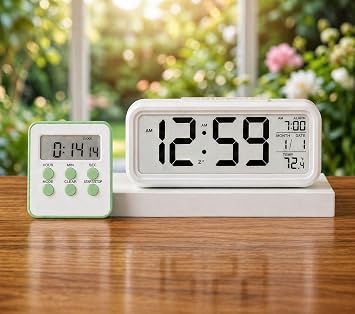 MR LED Ekranl  Dijital Masa Saati & 2 Alarm Kademeli Kronometre Seti   Alarm, Tarih, S cakl k G stergeli Modern Masa Saat Seti HAK  Kronometre