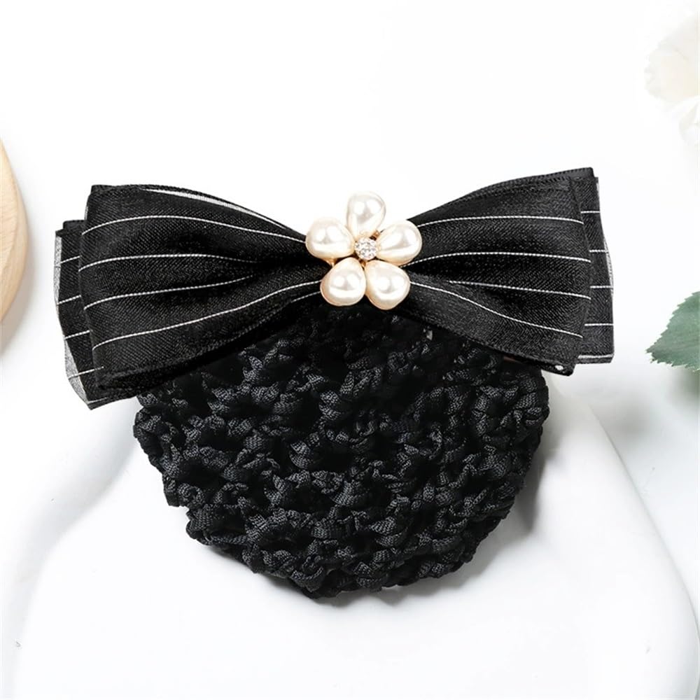 Redecilla para moño con lazo de perlas decorativas de mujer 3