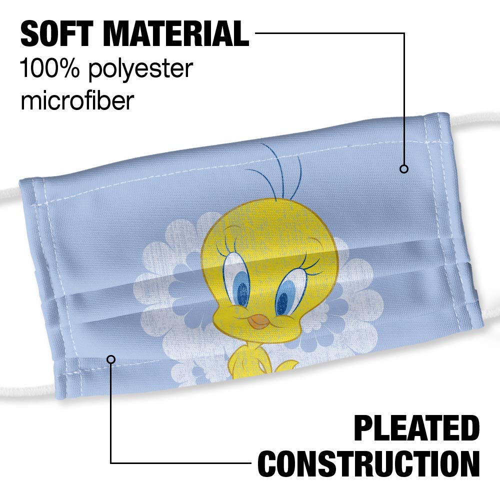 Popfunk Looney Tunes Retro Tweety 1-Ply Reusable Face Mask Covering with Adjustable Nose Wire, Unisex