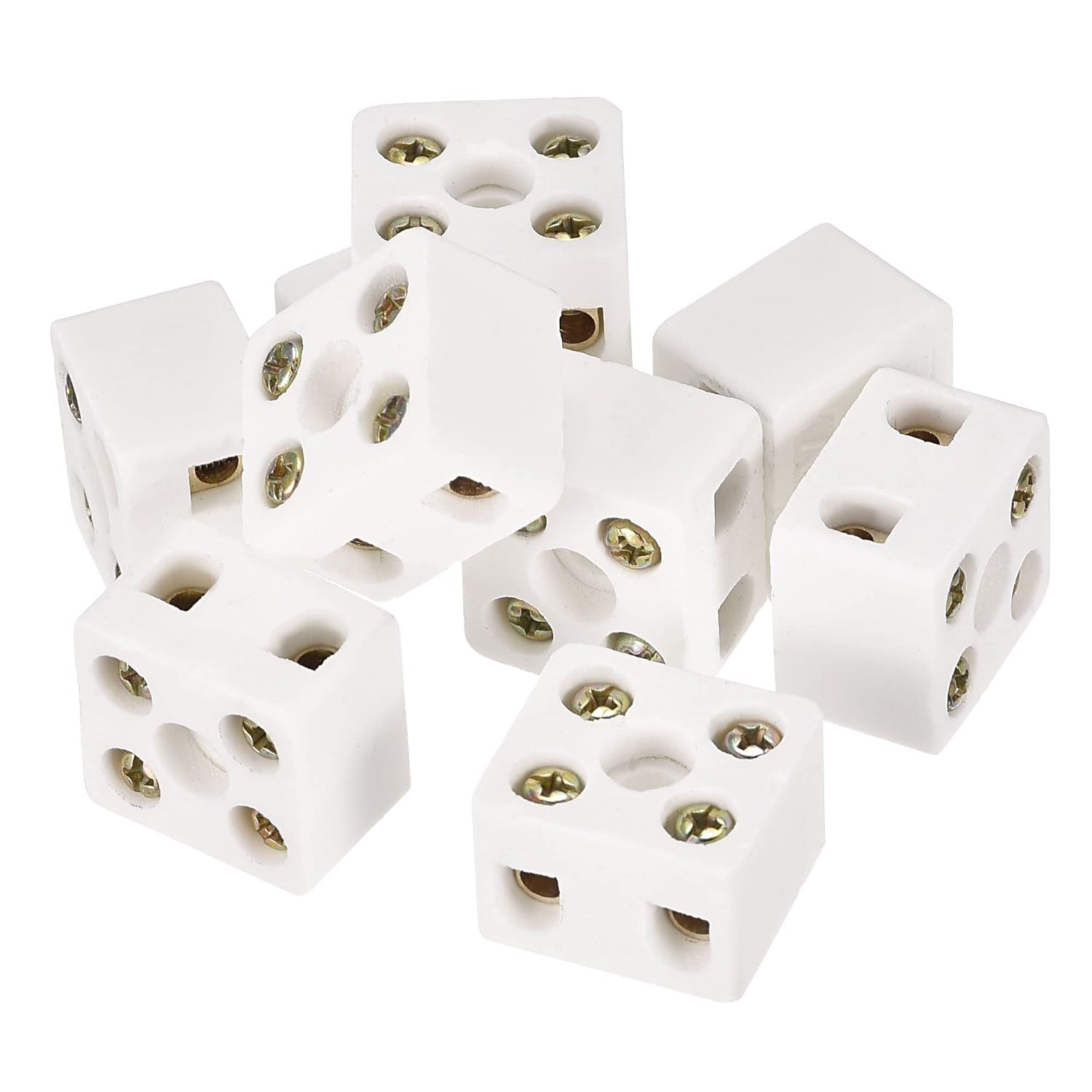 MECCANIXITY Porcelain Ceramic Terminal Block 40pcs 2 Way 5 Hole 3mm High Temperature 2W5H 21.5x19.5x14.2mm for Wire Connector