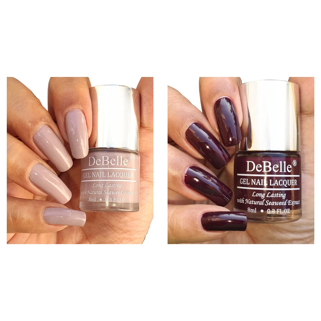DeBelle Gel Nail Polish Combo Pack of 2 Pastel Purple (Vintage Frost), Wine Red(Glamorous Garnet) 16 ml (8 ml Each)-image-14