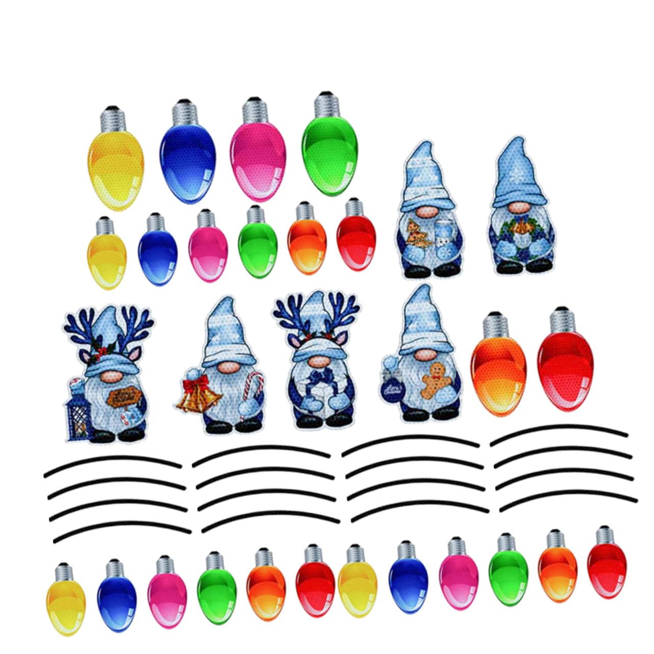 Decoración navideña para coche y ventanas con pegatinas de bombillas reflectantes