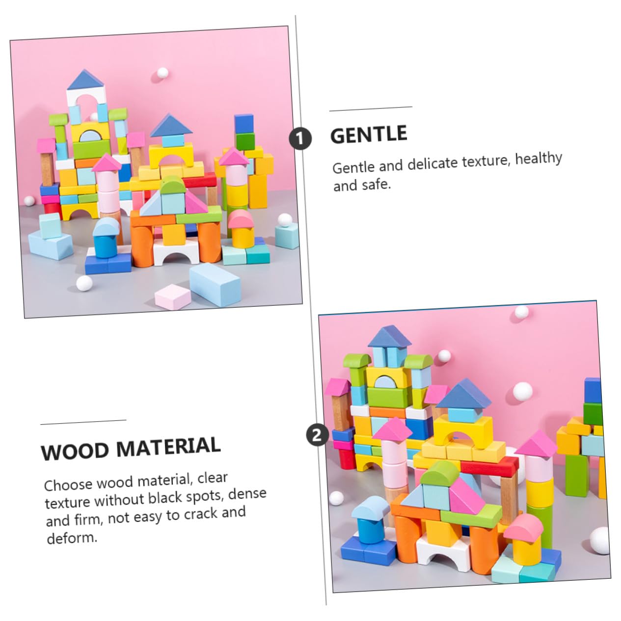 BESPORTBLE Blocchi Pezzi in 100 Costruzione Legno di Geometrici per Bambini | Gioco Educativo per Mani dei Piccoli, Superfici Tonde senza Sbavature, Texture Delicata, Immaginazione e Pensiero