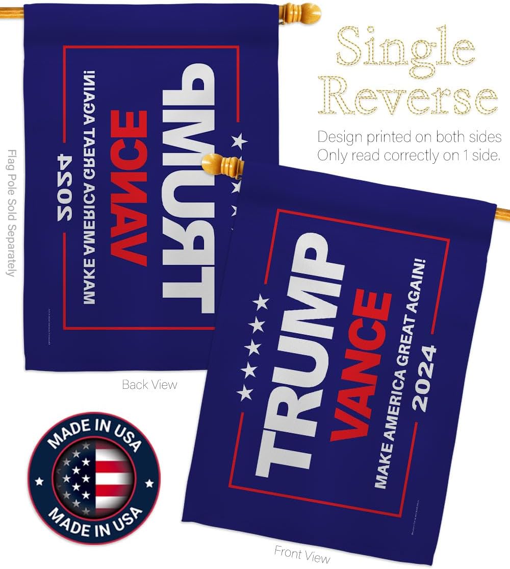 Trump Vance 2024 Flag Blue Patio Decor Room Tapestry Door MAGA Wall Garden Poster Rally Shooting 2024 Yard Porch Sign Outdoor House Banner Patriotic Decorations Republican Gift Made in USA