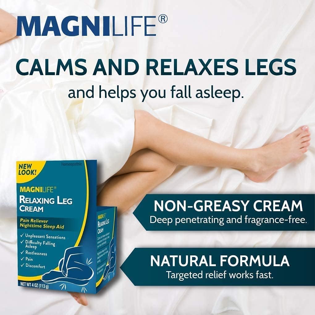 MagniLife Relaxing Leg Cream, Restless Legs, Deep Penetrating Topical for Pain, Naturally Soothe Cramping, Discomfort, and Tossing with Lavender and Magnesium - 2 Packs of 4oz