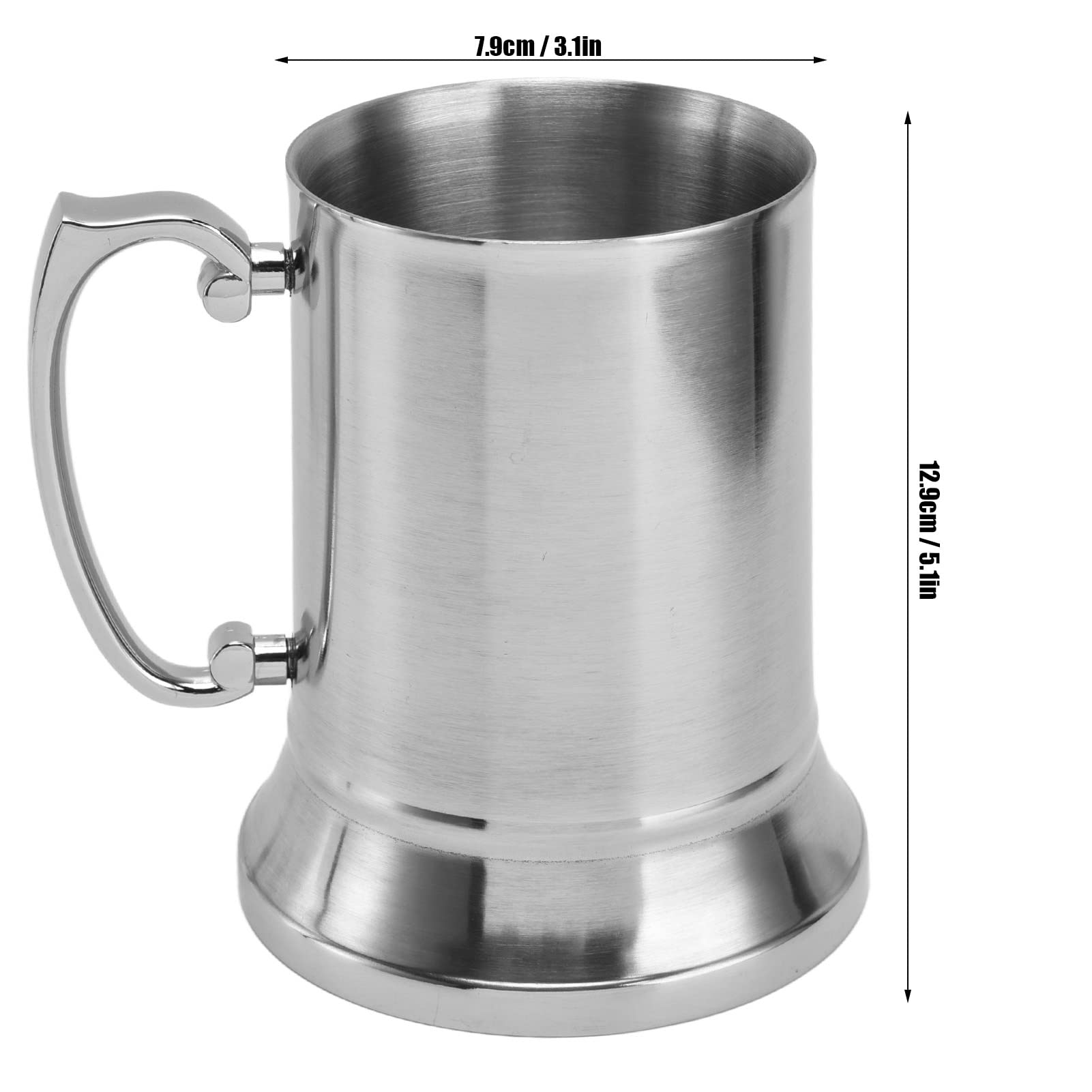 Chope à Bière Double Couche Inox 450ml Ou 560ml - Acier Inoxydable 304 - Fond Antidérapant - Pour Bar Ou Maison - 3