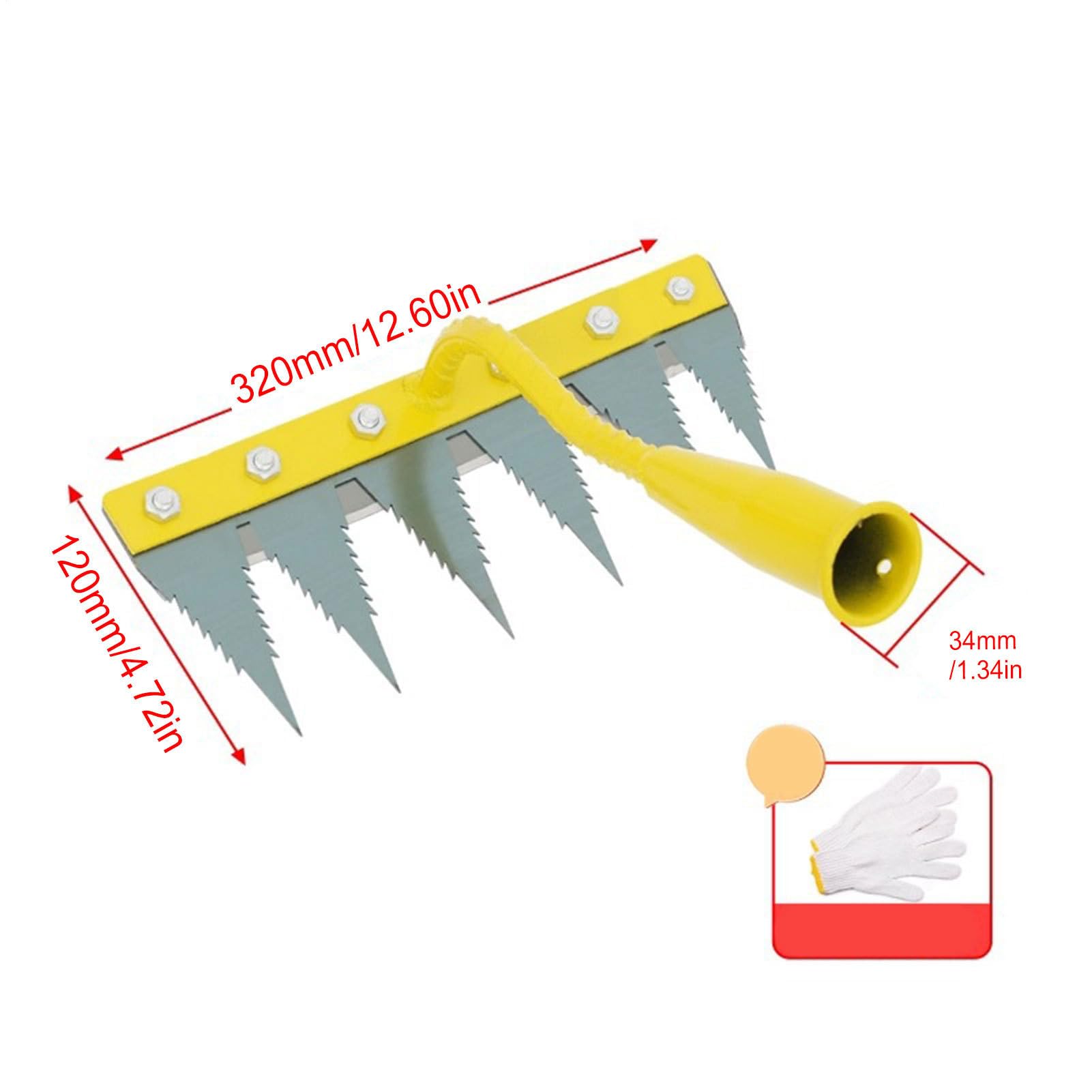 Rastrillo para césped Nivelador y Extractor Resistente | Arrancador de raíces para parterres, invernaderos, viveros, huertos, granjas, exteriores, jardines, céspedes, patios