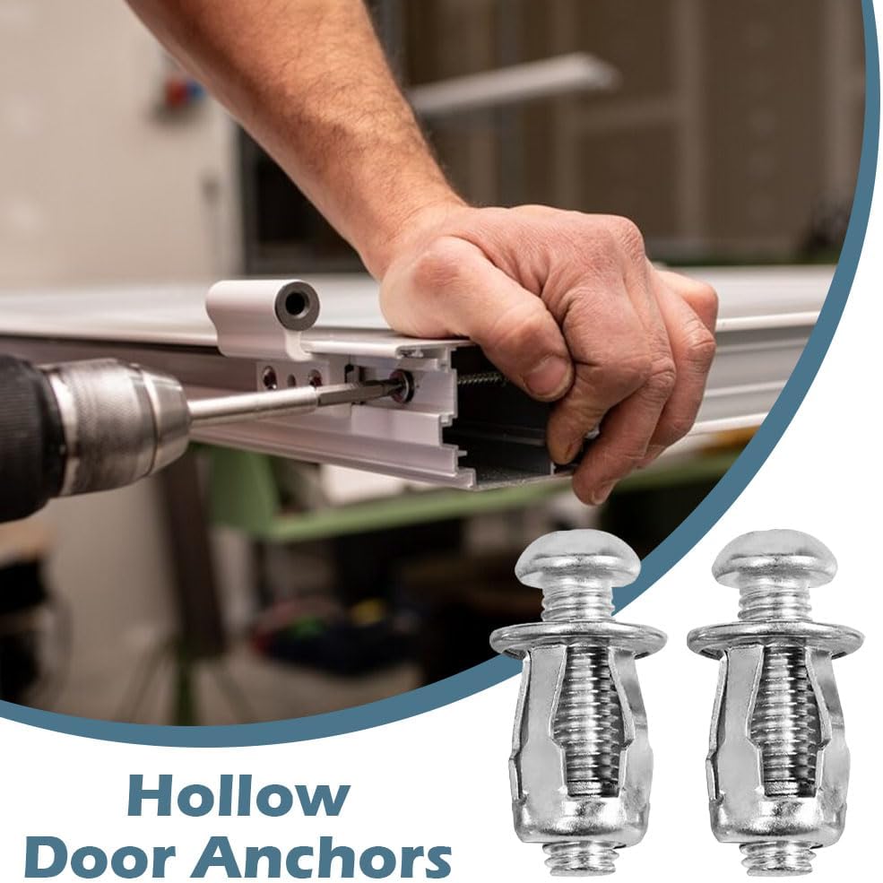 EMVANV 20 PCs Hollow Door Anchors,Hollow Metal Cavity Fixing Hollow Wall Anchors for Aluminium Cladding Sheet Steel Pipe, Iron Sheet and Hollow Plastic Sheet(Silver)