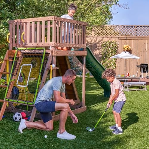 image for KidKraft All-in-One Sports Adventure Wooden Outdoor Playset with Rock 