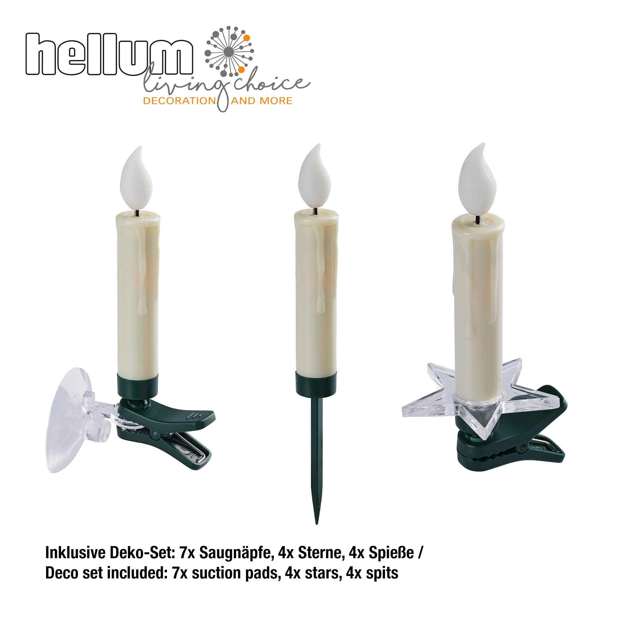 hellum LED Weihnachtsbaumkerzen kabellos, 12x warmweiß LED Kerzen mit Fernbedienung + Timer, batteriebetriebene 10x1,5cm Christbaumkerzen ohne Kabel, dimmbar mit Flackermodus, Wachstropfen 524796