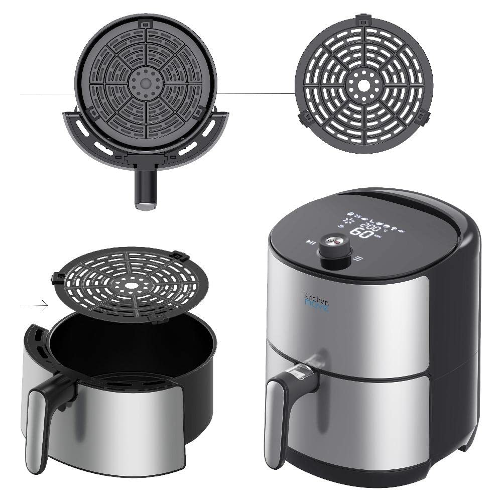 Kitchen Move Frytkownica elektryczna bezolejowa na gorące powietrze ze stali nierdzewnej 4L SIROCCO 1500W LED szybkie gotowanie ekran dotykowy LCD wielofunkcyjny z 8 programami