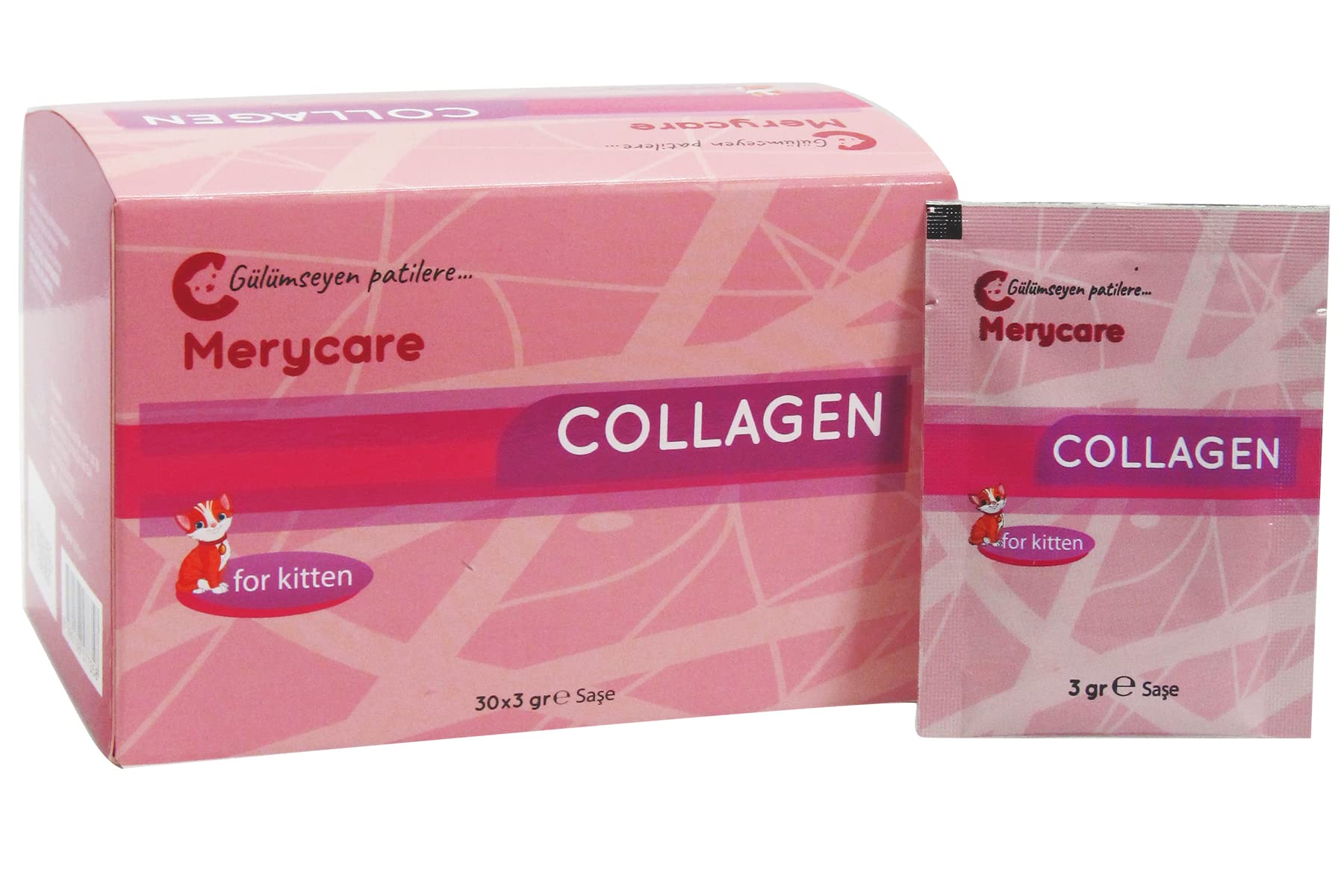 Finncare Type I-II and III Hydrolyzed Collagen Peptides (3gx30 Sachets) for CATS and DOGS, Hip and Joint support for feline and canine (For CATS)