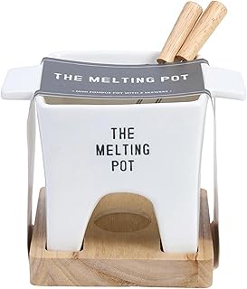 Santa Barbara Design Studio Fondue Pot and 2 for Cheese and Chocolate Warmer Bowl Gift Set, Mini, The Melting Pot