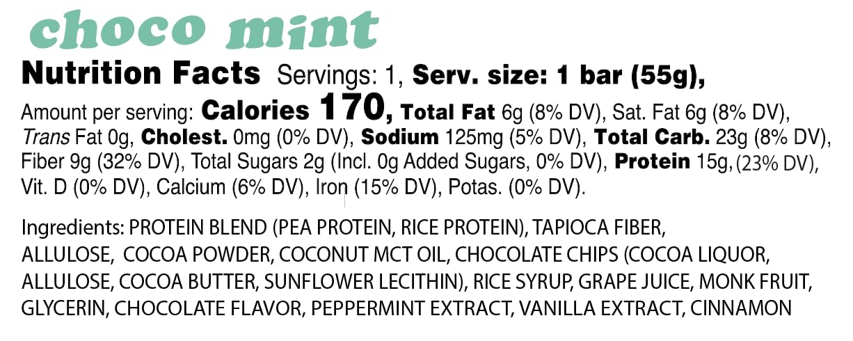 Alio Protein Bars - Choco Mint (12 Bars) – Free From The Top 9 Food Allergens, High Protein, Low-Calorie, Vegan, Gluten-Free, Nut-Free, Non-GMO, Plant-Based, Seed Oil Free, Delicious & Healthy Snack