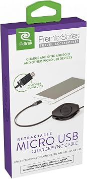 RETRAK ETPRM5ReTrak Premier Retractable Micro USB Charge & Sync Cable - Black