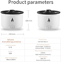 Vista 6 de BOHOFAM Difusor de Aceite Esencial Aroma 360 ML, Difusor/Humidificador de Volcán y Llama, incluye 1.76 oz de Aceites Esenciales de Colección Negro