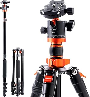 K&F Concept 72'' DSLR Camera Tripod Lightweight and Compact Aluminum Detachable Monopod Tripod with 360 Panorama Ball Head Quick Release Plate for DSLR Canon Nikon Sony Camera