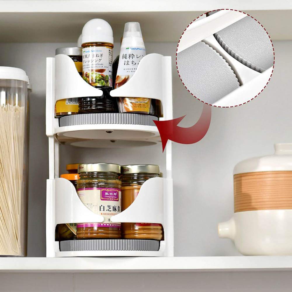 Lazy Susan de 2 Niveles con Asas, Bandeja giratoria, contenedores organizadores de Almacenamiento, para armarios, despensa, Nevera, mesas de Cocina, baño, Organizador Giratorio