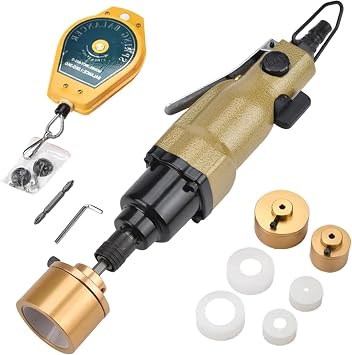 Handheld Pneumatic Capping Machine, 10-50mm Plastic Bottle Sealing Capping Sealer with Reversible Design, 10000RPM Speed Adjustable and Torque 180133 nm for Plastic & Metal Bottles Caps