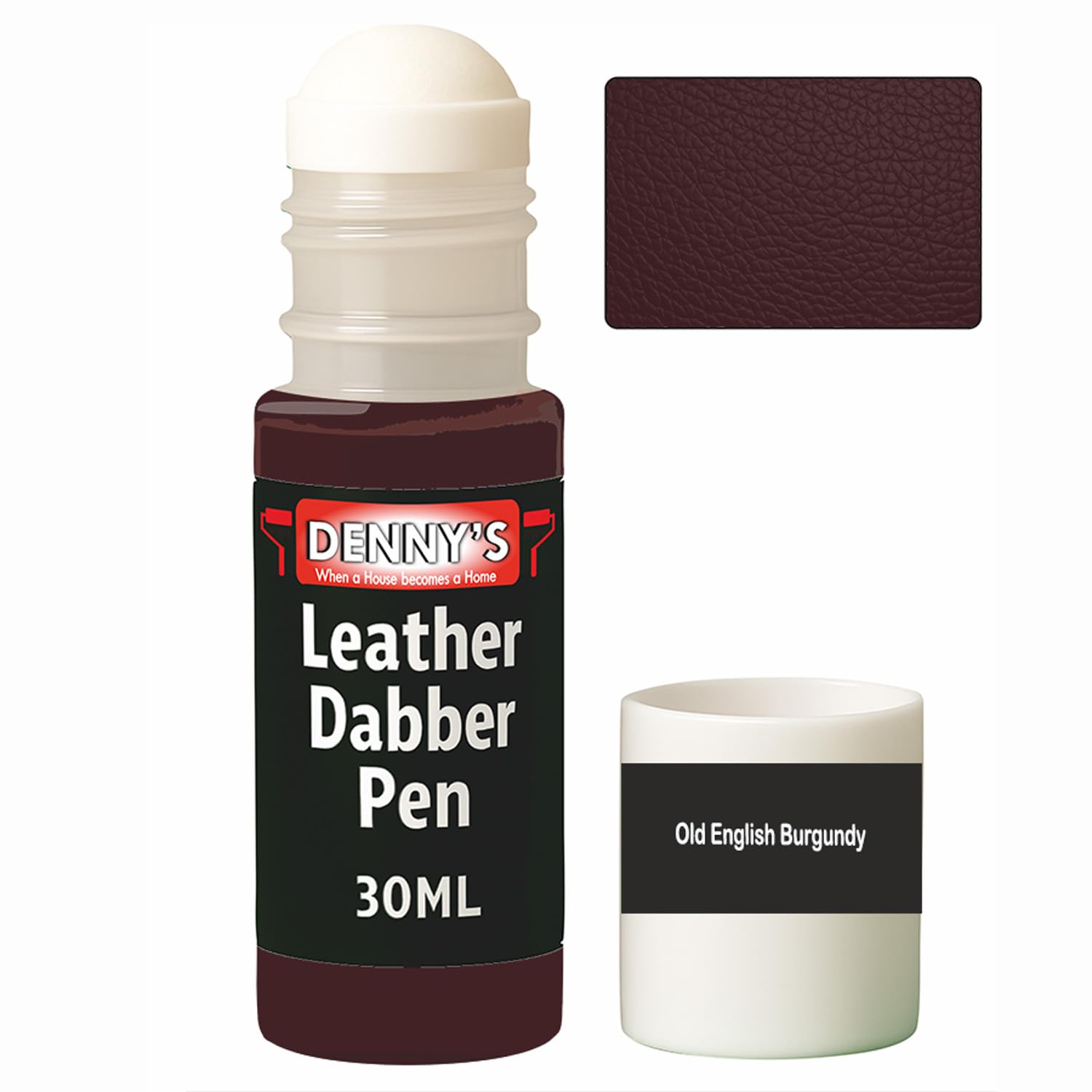 Leather Colour Restorer Recolouring Balm Repair Treatment for Faded & Worn Absorbent Leather Shoes, Boots, Jackets (60 Old English Burgundy, Dabber Pen 30ml)