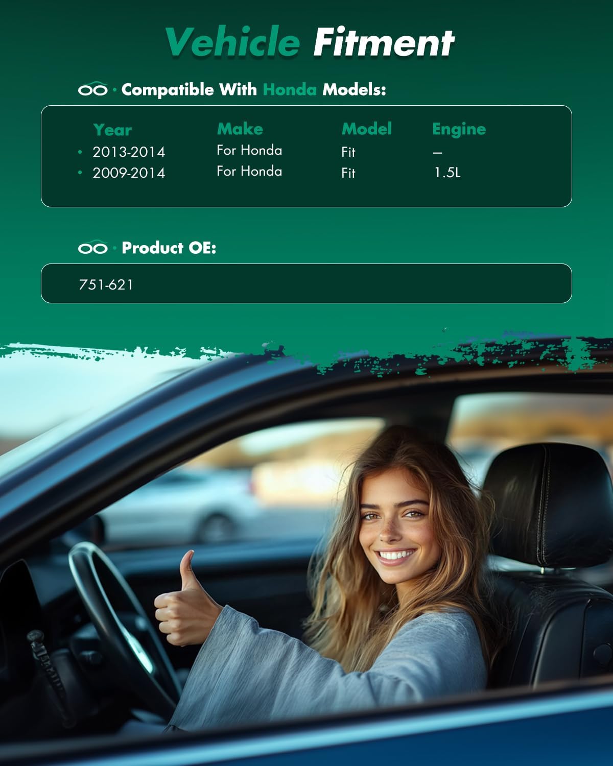 SCITOO Power Window Regulator W/Motor Front Left Fit 2009-2014 for Honda Fit Replaces OE 751-621