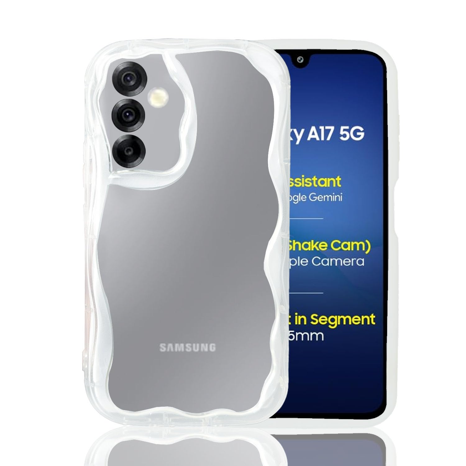 KC Back Cover for Samsung Galaxy M17, F17 5G, Wave Frame Shape Transparent