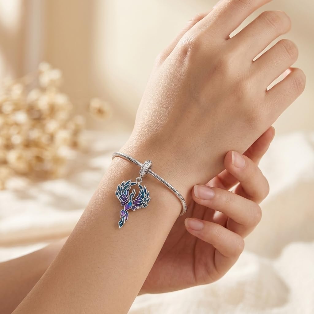 Phoenix Charm for Women 925 Sterling Silver Animals Bracelet Charms Phoenix Gifts for Women