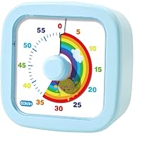 60 Minute Visual Timer for Kids and Adults, Non-Ticking Kids Timer, Visual Countdown Timers for Classroom Office Kitchen, Pomodoro Timer with Rainbow, Silent Time Management Tool Blue