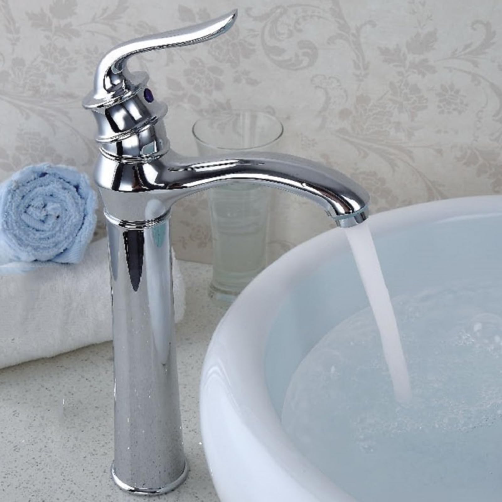 ANVLOJRIH Bathroom Basin Taps Chrome Hot and Cold Single Handle Brass Single Hole Bathroom Sink Tap