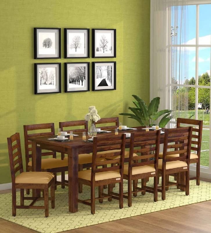 GM CRAFT Solid Sheesham Wood Eight Seater Dining Set for Dining Room Restaurant Hotels Cafe, Wooden Dining Set, Sheesham Wood Dining Set,05
