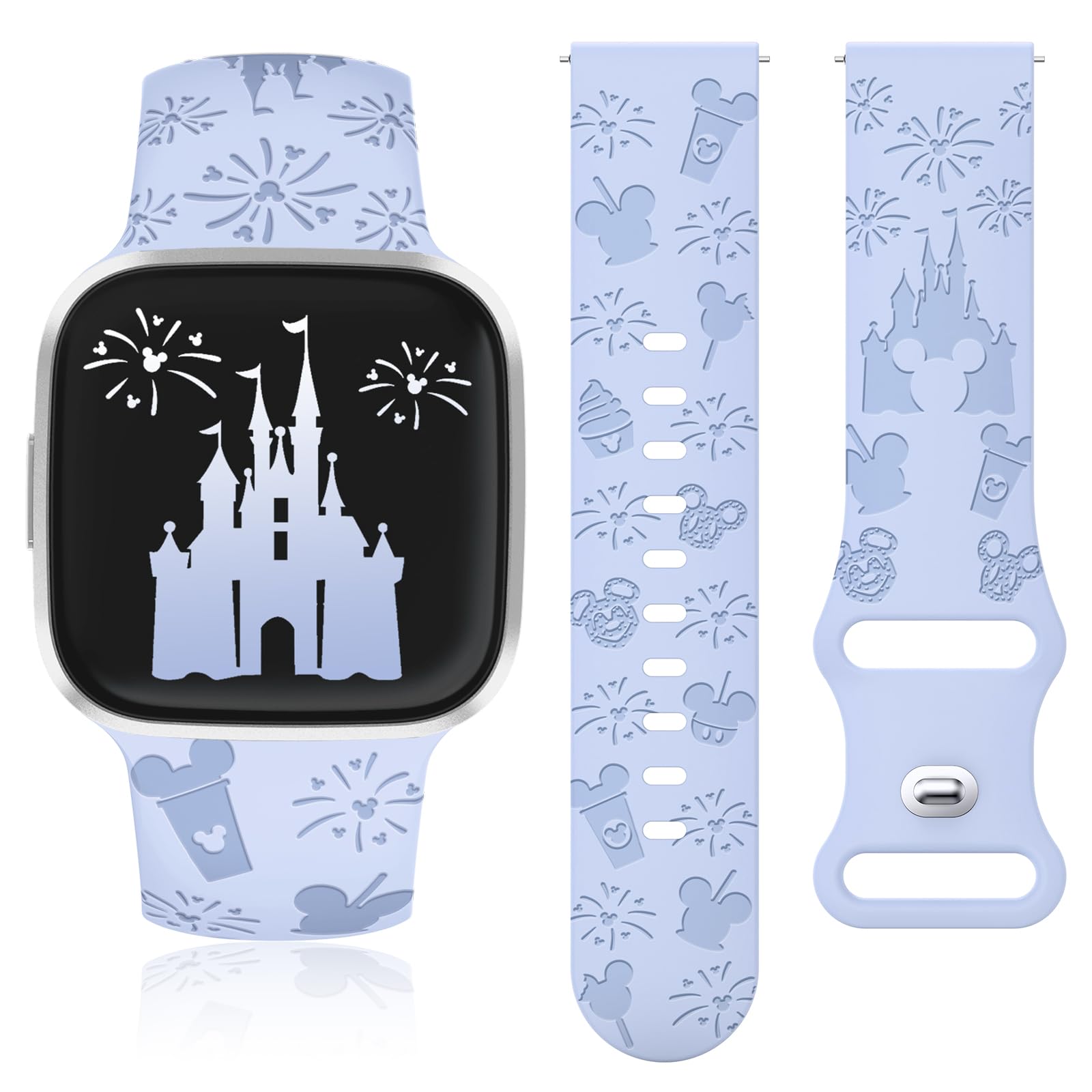 Girovo Engraved Cartoon Band Compatible with Fitbit Versa 2 Band/Versa Lite/Versa Band Women, Cute Soft Silicone Replacement Straps Bracelet Sport
