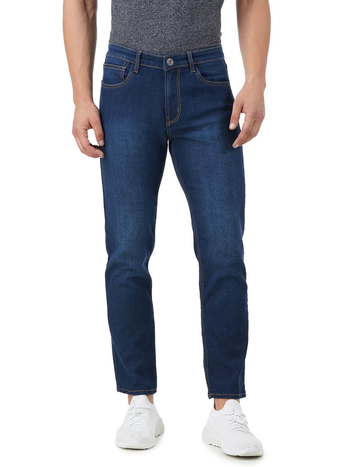 inkd Men's Slim Fit Jeans - Mid-Rise | Cotton Blend | Contrast Stitch | Stretchable Fabric | Classic 5 Pocket Styling | Men's Bottomwear (Available in Plus Sizes)-picture-30