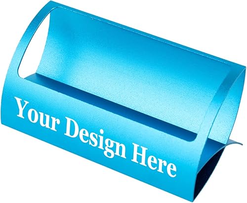 Miniatura 10 de Muka Tarjetero de metal personalizado para escritorio, pantalla de tarjeta de visita grabada con láser, color plateado